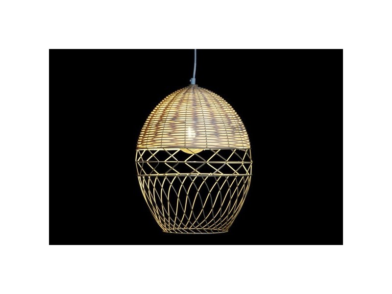 Полилей DKD Home Decor Метал Бял Светло кафяв Pатан 50 W (30 x 30 x 38 cm)