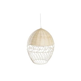 Полилей DKD Home Decor Метал Бял Светло кафяв Pатан 50 W (30 x 30 x 38 cm)