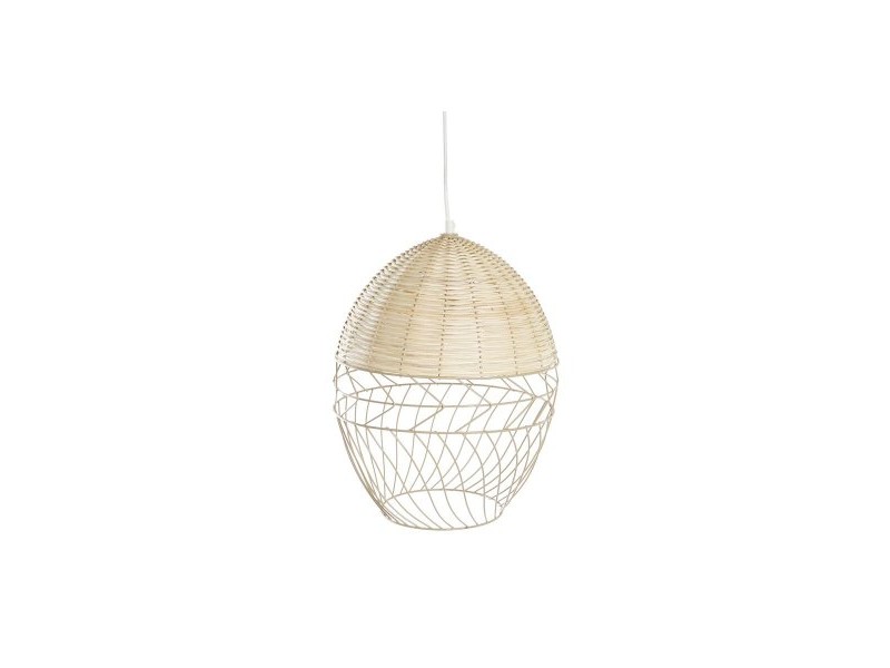 Полилей DKD Home Decor Метал Бял Светло кафяв Pатан 50 W (30 x 30 x 38 cm)