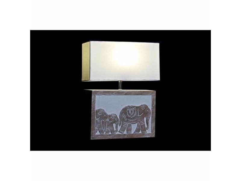 Настолна лампа DKD Home Decor Бял Кафяв Дърво манго 50 W 220 V 33 x 12 x 41 cm