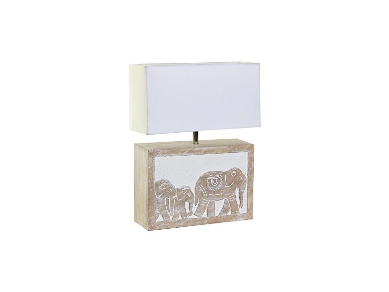 Настолна лампа DKD Home Decor Бял Кафяв Дърво манго 50 W 220 V 33 x 12 x 41 cm