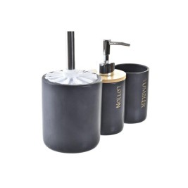 Комплект за Баня DKD Home Decor Черен Естествен Бамбук Dolomite 10,2 x 10,2 x 37,5 cm (3 Части)