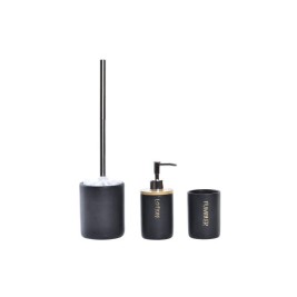 Комплект за Баня DKD Home Decor Черен Естествен Бамбук Dolomite 10,2 x 10,2 x 37,5 cm (3 Части)