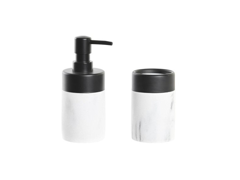 Комплект за Баня DKD Home Decor Бял Черен Бял/Черен Метал Смола Модерен 7,2 x 7,2 x 16,4 cm