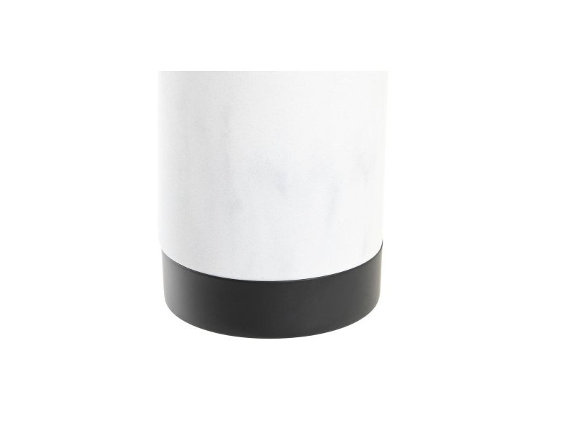Четка за Баня DKD Home Decor Бял Черен Смола Неръждаема стомана Мрамор Модерен 10 x 10 x 37,4 cm
