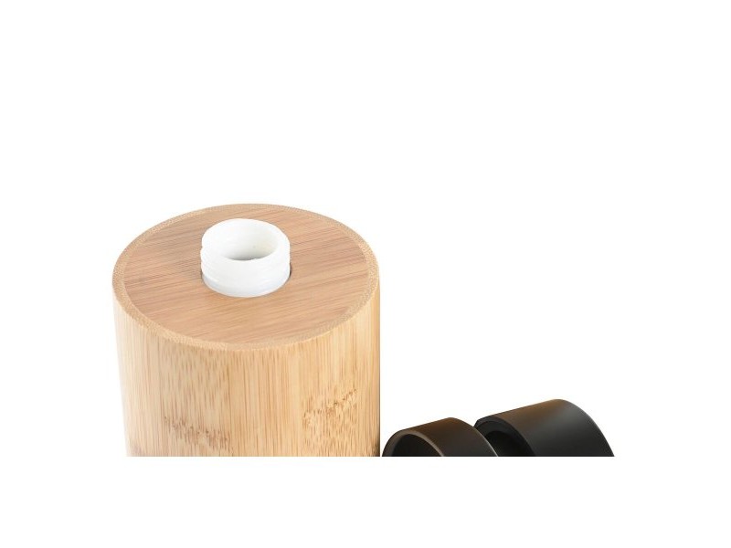 Дозатор за Сапун DKD Home Decor Черен Естествен Бамбук полипропилен Loft 8 x 8 x 16 cm