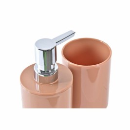 Комплект за Баня DKD Home Decor Естествен Сив Оранжев Корал Алуминий Бамбук PS Модерен (9 x 7 x 16 cm) (2 броя) (7 x 7 x 16 cm)