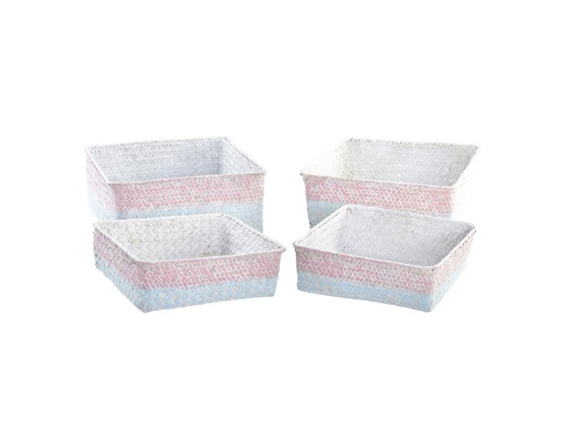 Игра на Кошници DKD Home Decor Естествено влакно Средиземноморско Boho 26 x 26 x 9 cm 8,5 cm