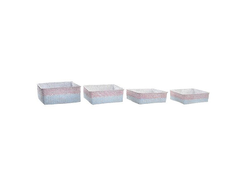 Игра на Кошници DKD Home Decor Естествено влакно Средиземноморско Boho 26 x 26 x 9 cm 8,5 cm