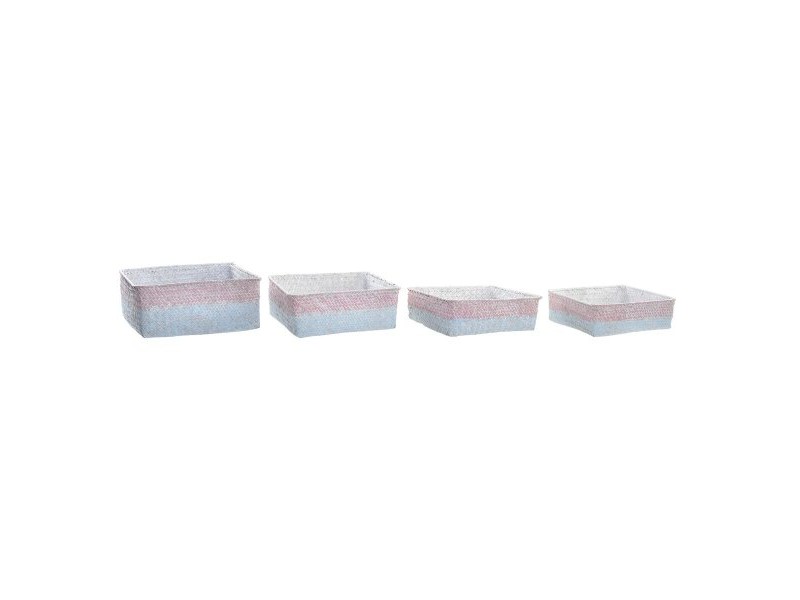 Игра на Кошници DKD Home Decor Естествено влакно Средиземноморско Boho 26 x 26 x 9 cm 8,5 cm