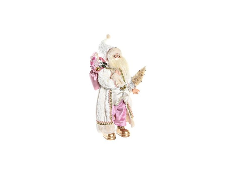 Декоративна фигурка DKD Home Decor Дядо Коледа Коледа Сив Розов PVC Дървен 32 x 20 x 60 cm