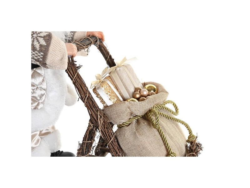 Декоративна фигурка DKD Home Decor Дядо Коледа Коледа Сив Шампанско Дървен 42 x 22 x 48 cm