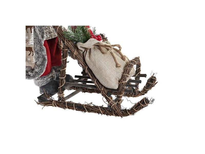 Коледна Украса DKD Home Decor Червен Сив Дървен Дядо Коледа 42 x 22 x 48 cm