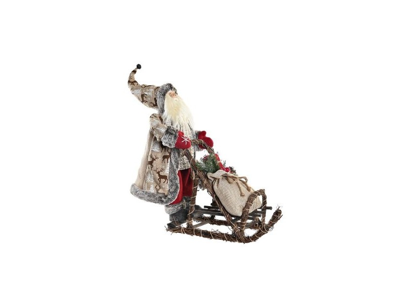 Коледна Украса DKD Home Decor Червен Сив Дървен Дядо Коледа 42 x 22 x 48 cm