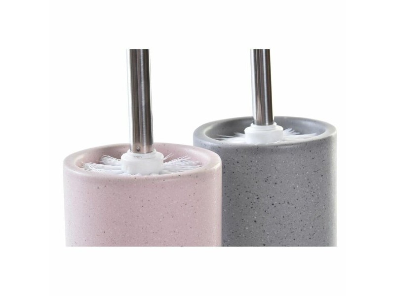 Четка за Баня DKD Home Decor Сив Розов Сребрист Светло розово Метал Алуминий Dolomite Град 9,8 x 9,8 x 39 cm (2 броя)