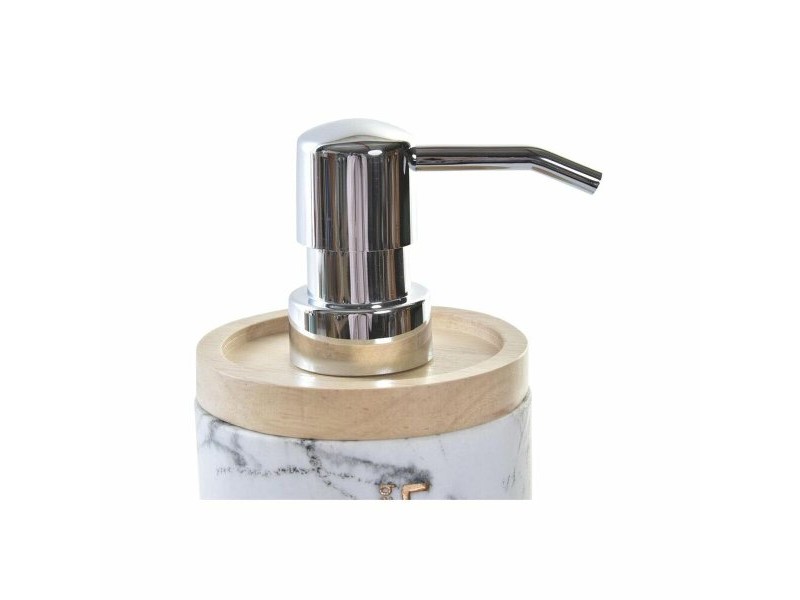 Дозатор за Сапун DKD Home Decor Мрамор Бял Естествен Смола Естествен каучук Пластмаса
