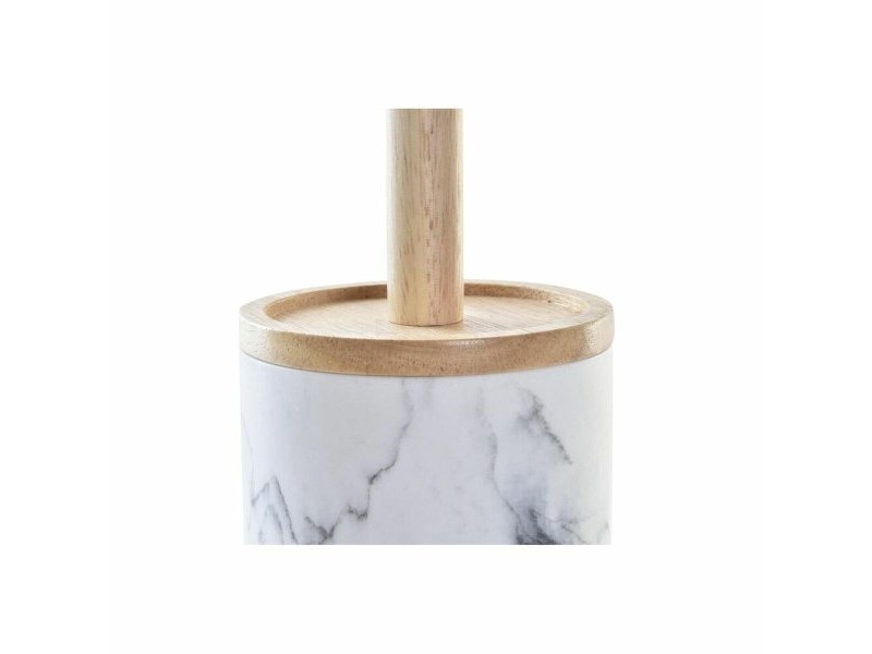 Четка за Баня DKD Home Decor Бял Естествен Метал Смола Естествен каучук Мрамор Scandi 30 x 40 cm 10,3 x 10,3 x 38 cm