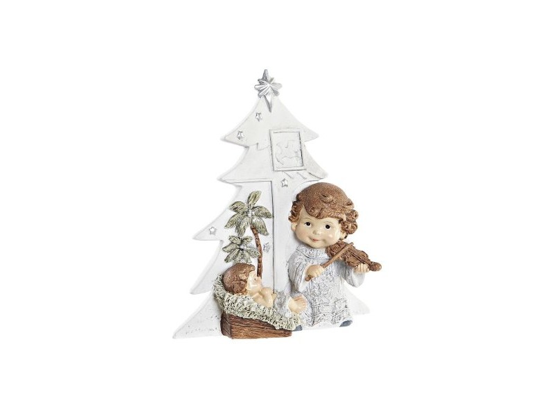 Рождествена Коледна Сцена DKD Home Decor Сребрист Кафяв Бял Смола (13,6 x 5,2 x 15,9 cm)