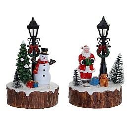 Декоративна фигурка DKD Home Decor LED Светлина Смола Снежен човек (9 x 9 x 13 cm) (2 броя)
