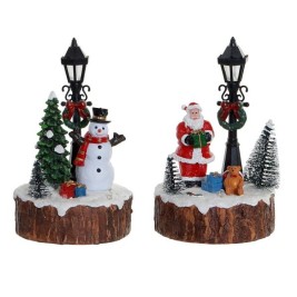 Декоративна фигурка DKD Home Decor LED Светлина Смола Снежен човек (9 x 9 x 13 cm) (2 броя)