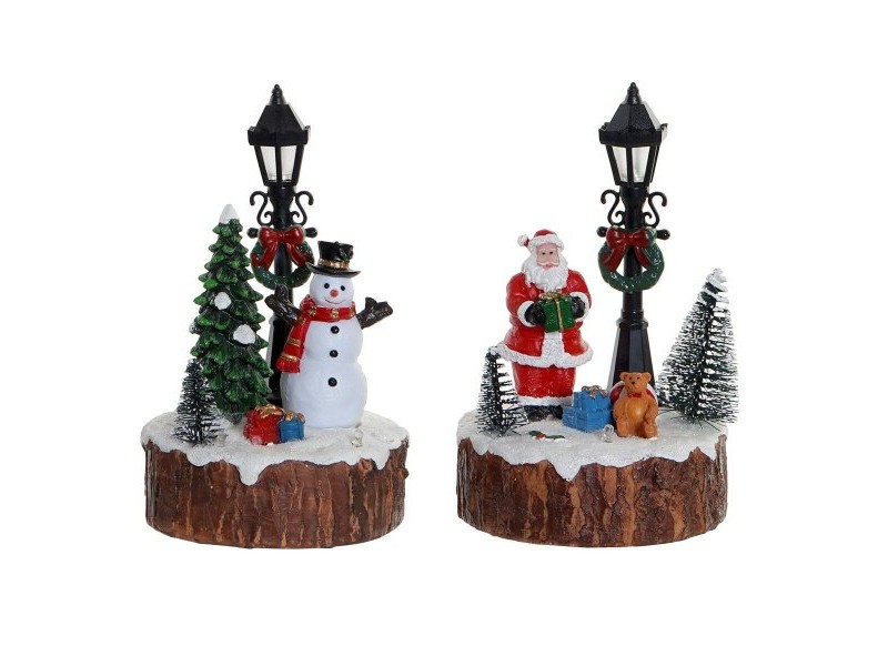 Декоративна фигурка DKD Home Decor LED Светлина Смола Снежен човек (9 x 9 x 13 cm) (2 броя)