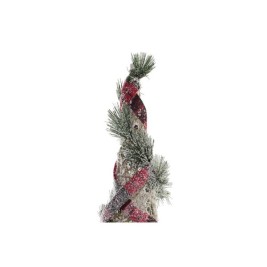 Ярка декорация DKD Home Decor Червен Зелен Естествен Снежен 20 x 20 x 80 cm Конуси Коледа LED (3 Части)