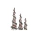 Ярка декорация DKD Home Decor Червен Зелен Естествен Снежен 20 x 20 x 80 cm Конуси Коледа LED (3 Части)