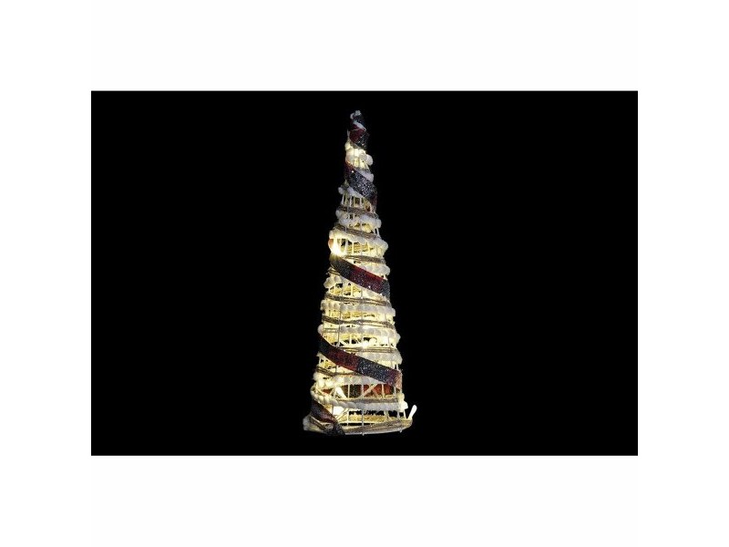 Ярка декорация DKD Home Decor Бял Черен Червен Естествен Сребрист 20 x 20 x 80 cm Конуси Коледа LED (3 Части)