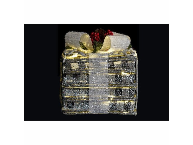 Ярка декорация DKD Home Decor Бял Червен Зелен Сребрист Снежен LED 25 x 25 x 29 cm (3 Части)