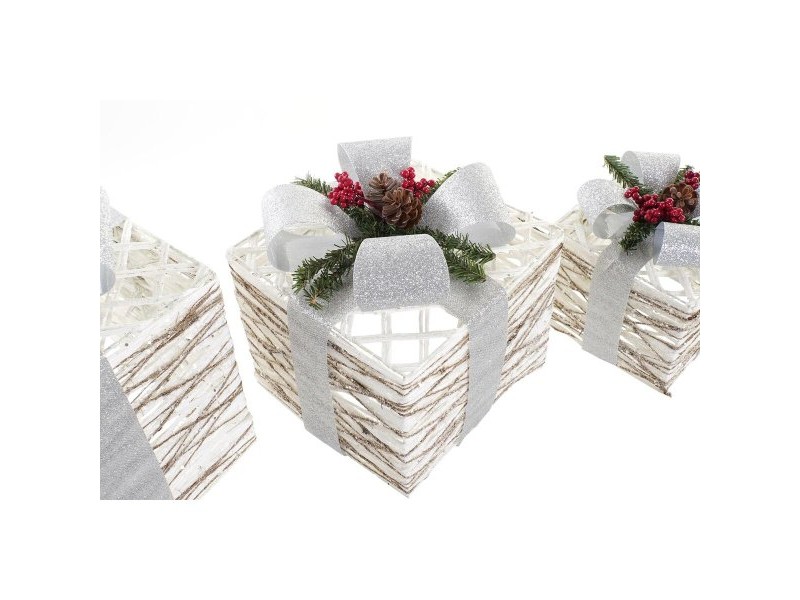Ярка декорация DKD Home Decor Бял Сребрист LED 25 x 25 x 28 cm (3 Части) Ярка декорация DKD Home Decor Бял Сребрист LED 25 x 25 x 28 cm (3 Части)