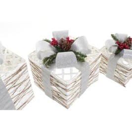 Ярка декорация DKD Home Decor Бял Сребрист LED 25 x 25 x 28 cm (3 Части)