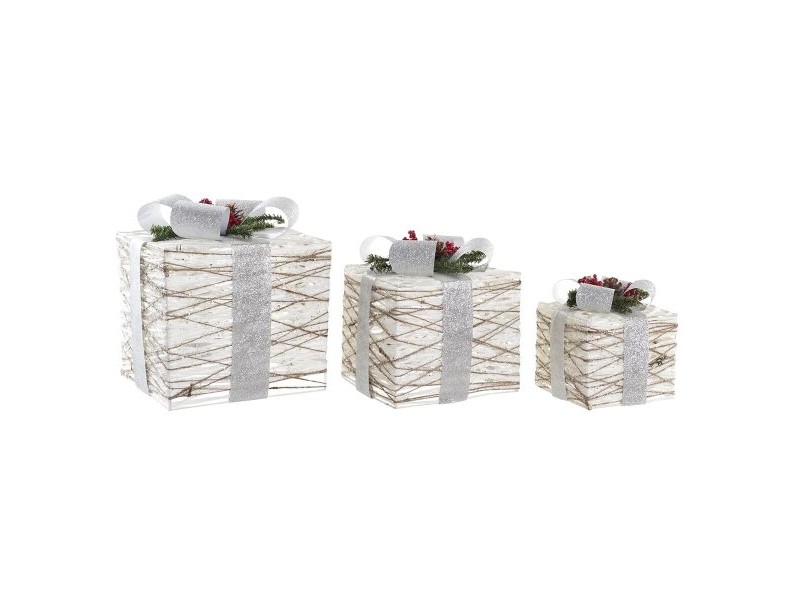 Ярка декорация DKD Home Decor Бял Сребрист LED 25 x 25 x 28 cm (3 Части) Ярка декорация DKD Home Decor Бял Сребрист LED 25 x 25 x 28 cm (3 Части)