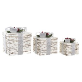 Ярка декорация DKD Home Decor Бял Сребрист LED 25 x 25 x 28 cm (3 Части)