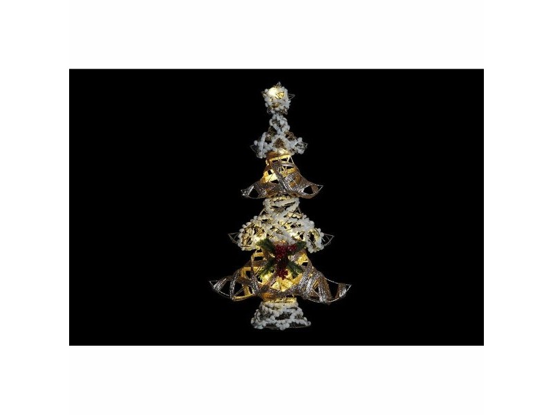 Коледно дърво DKD Home Decor Златен Бял Pатан (32 x 10 x 56 cm) (2 броя)