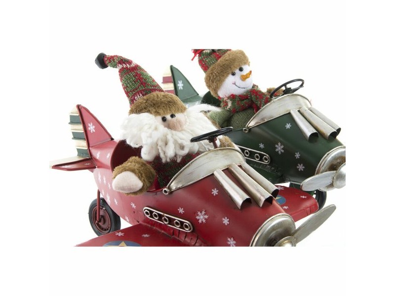 Коледна Украса DKD Home Decor Самолет Метал (36,5 x 23 x 25 cm) (2 броя)