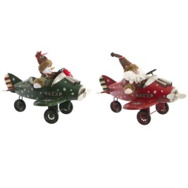 Коледна Украса DKD Home Decor Самолет Метал (36,5 x 23 x 25 cm) (2 броя)