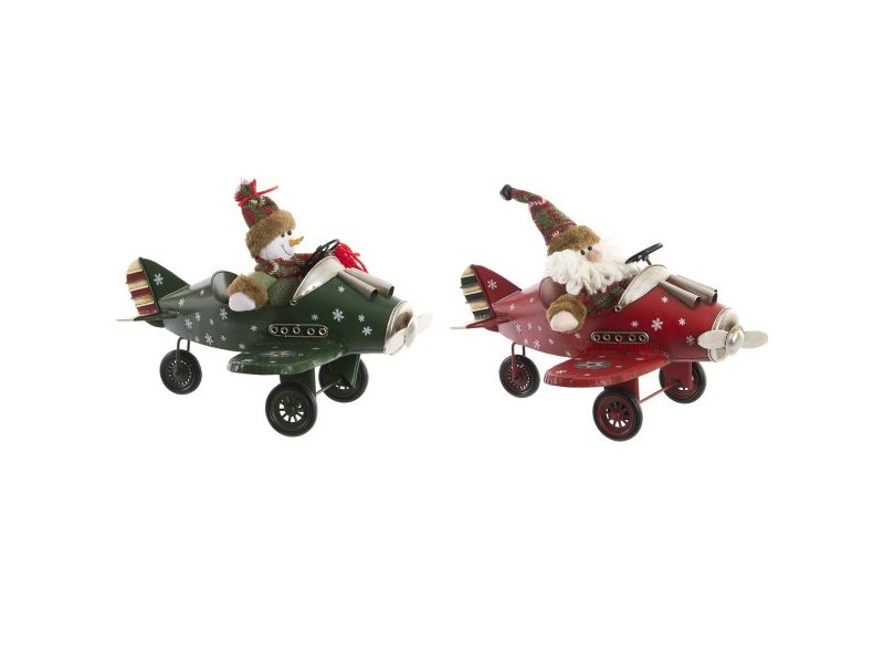 Коледна Украса DKD Home Decor Самолет Метал (36,5 x 23 x 25 cm) (2 броя)