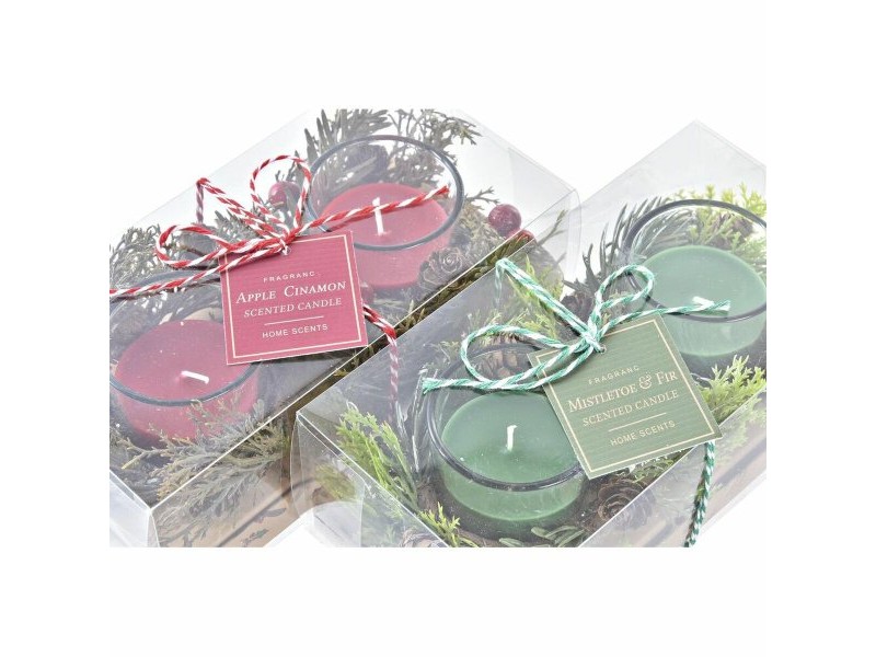 Комплект Свещи DKD Home Decor Коледа (5,5 x 5,5 x 6 cm) (2 броя)