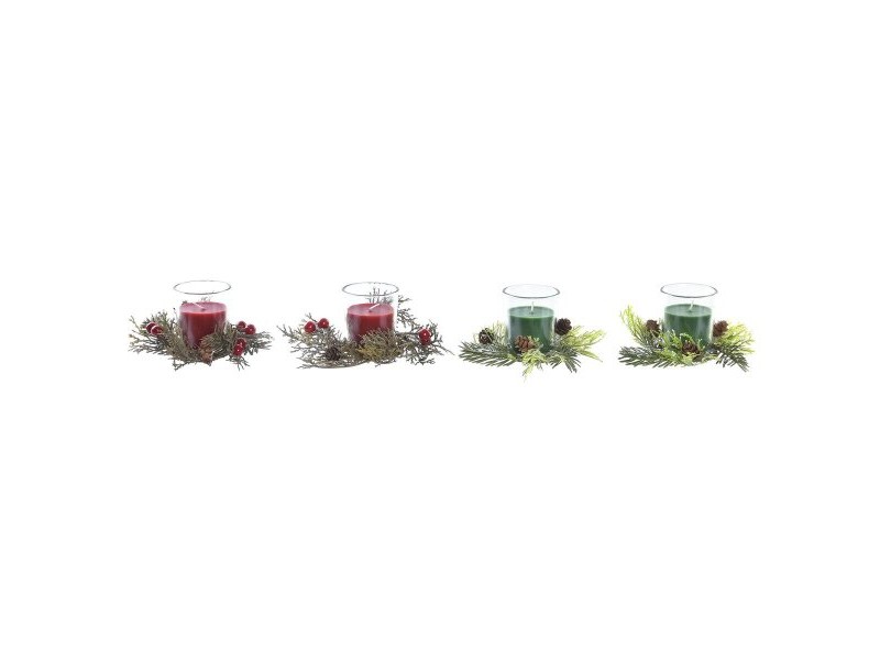 Комплект Свещи DKD Home Decor Коледа (5,5 x 5,5 x 6 cm) (2 броя)