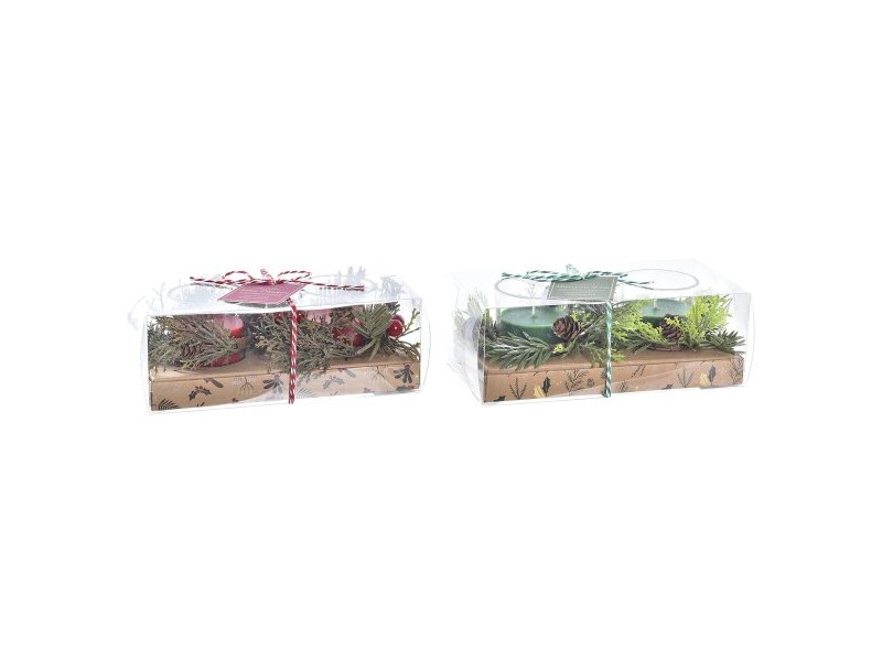 Комплект Свещи DKD Home Decor Коледа (5,5 x 5,5 x 6 cm) (2 броя)