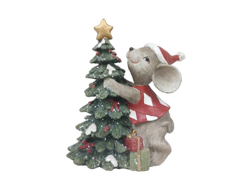 Коледна Украса DKD Home Decor Мишка Смола (10 x 6,5 x 11 cm) (2 броя)