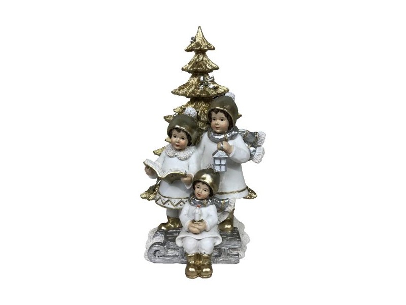 Коледна Украса DKD Home Decor Смола Деца (11,5 x 11,5 x 21 cm) (2 броя)