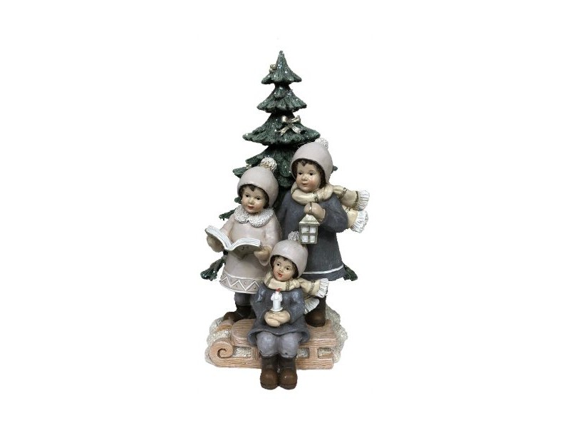 Коледна Украса DKD Home Decor Смола Деца (11,5 x 11,5 x 21 cm) (2 броя)