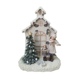 Коледна Украса DKD Home Decor Смола Къща (16,5 x 9 x 21 cm) (2 броя)