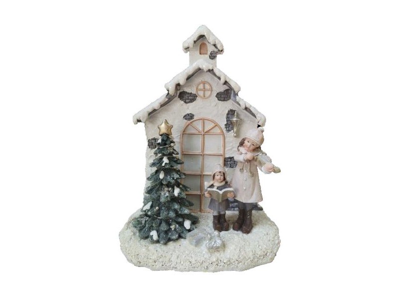 Коледна Украса DKD Home Decor Смола Къща (16,5 x 9 x 21 cm) (2 броя)