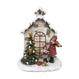 Коледна Украса DKD Home Decor Смола Къща (16,5 x 9 x 21 cm) (2 броя)