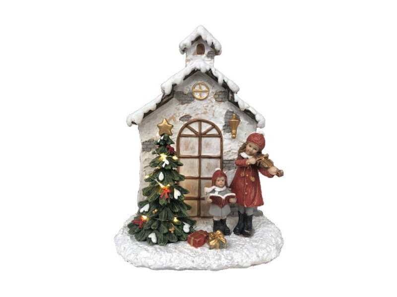 Коледна Украса DKD Home Decor Смола Къща (16,5 x 9 x 21 cm) (2 броя)
