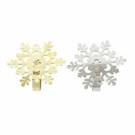 Пръстен за Салфетки DKD Home Decor Комплект Метал Снежинки (5 x 5 x 17 cm) (2 броя)