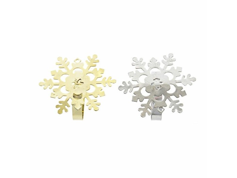 Пръстен за Салфетки DKD Home Decor Комплект Метал Снежинки (5 x 5 x 17 cm) (2 броя)