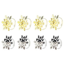 Пръстен за Салфетки DKD Home Decor Комплект Метал Снежинки (5 x 5 x 17 cm) (2 броя)